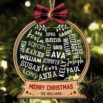 Merry Christmas Family - Personalized Wood And Acrylic Ornament