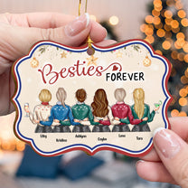 Merry Christmas My Besties - Personalized Wooden Card With Pop Out Ornament - Christmas Gifts For Besties, BFF, Sisters, Sistas