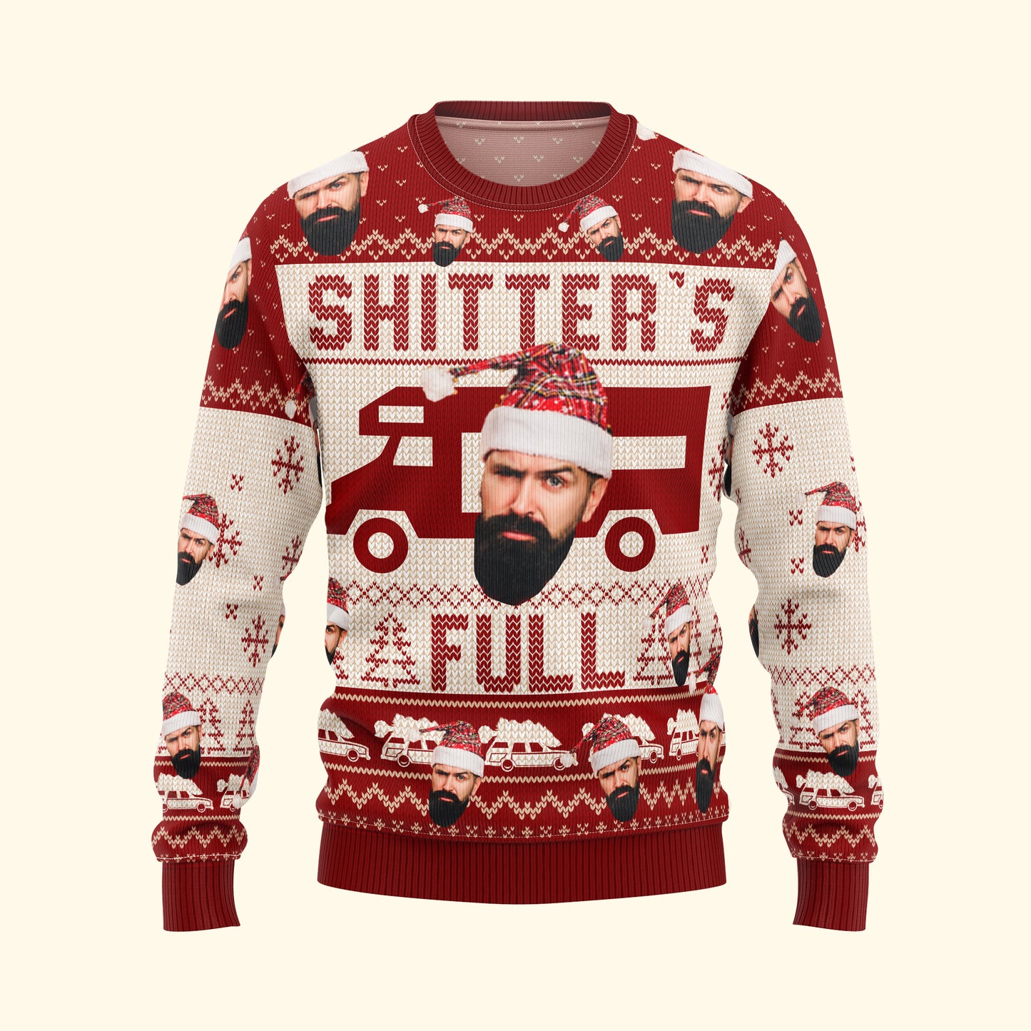 Merry Christmas Sh!*ter's Full - Personalized Photo Ugly Christmas Sweater