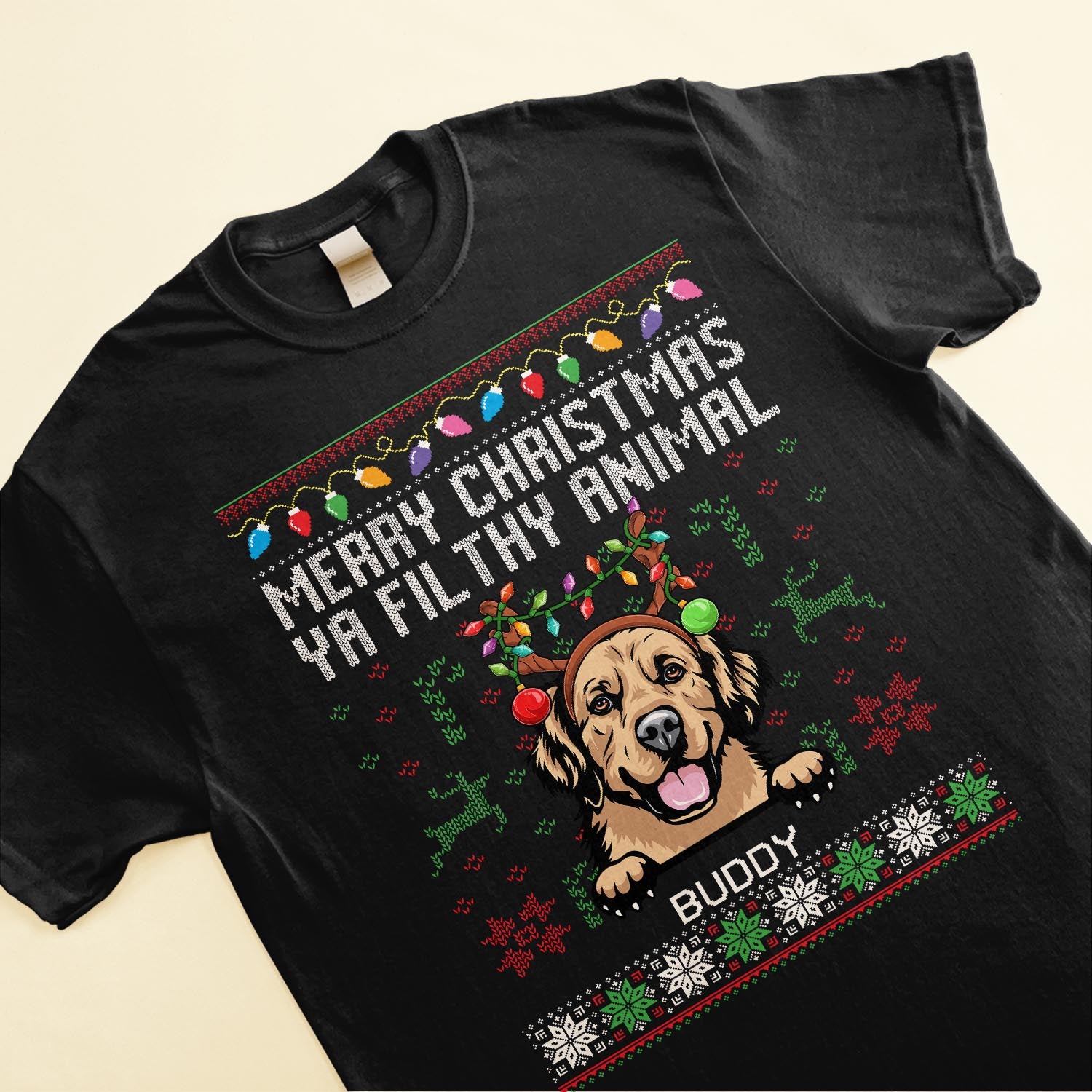 Merry Christmas Ya Filthy Animal - Personalized Shirt - Christmas, Birthday Gift For Pet Lover, Dog Lover, Cat Lover, Pet Owner, Dog Mom, Cat Mom, Dog Dad, Cat Dad