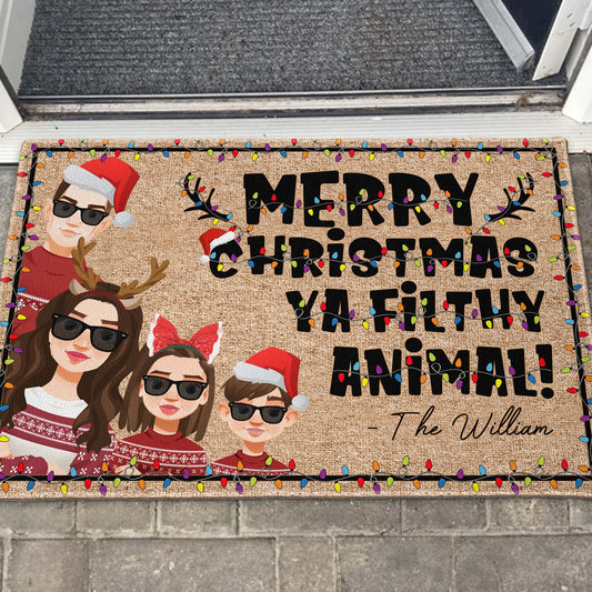 Merry Christmas Ya Filthy Animal! - Personalized Doormat