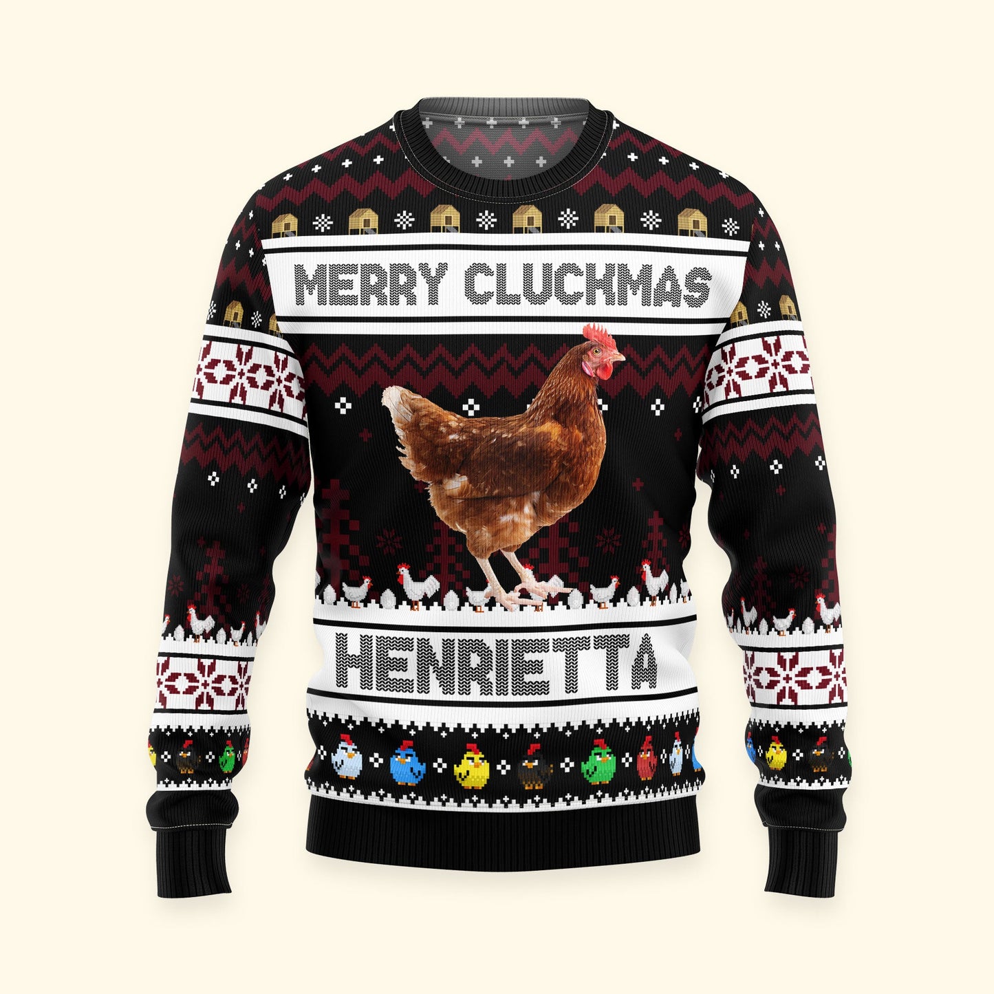 Merry Cluckmas Chicken Farmers Clucker Bird - Personalized Photo Ugly Sweater