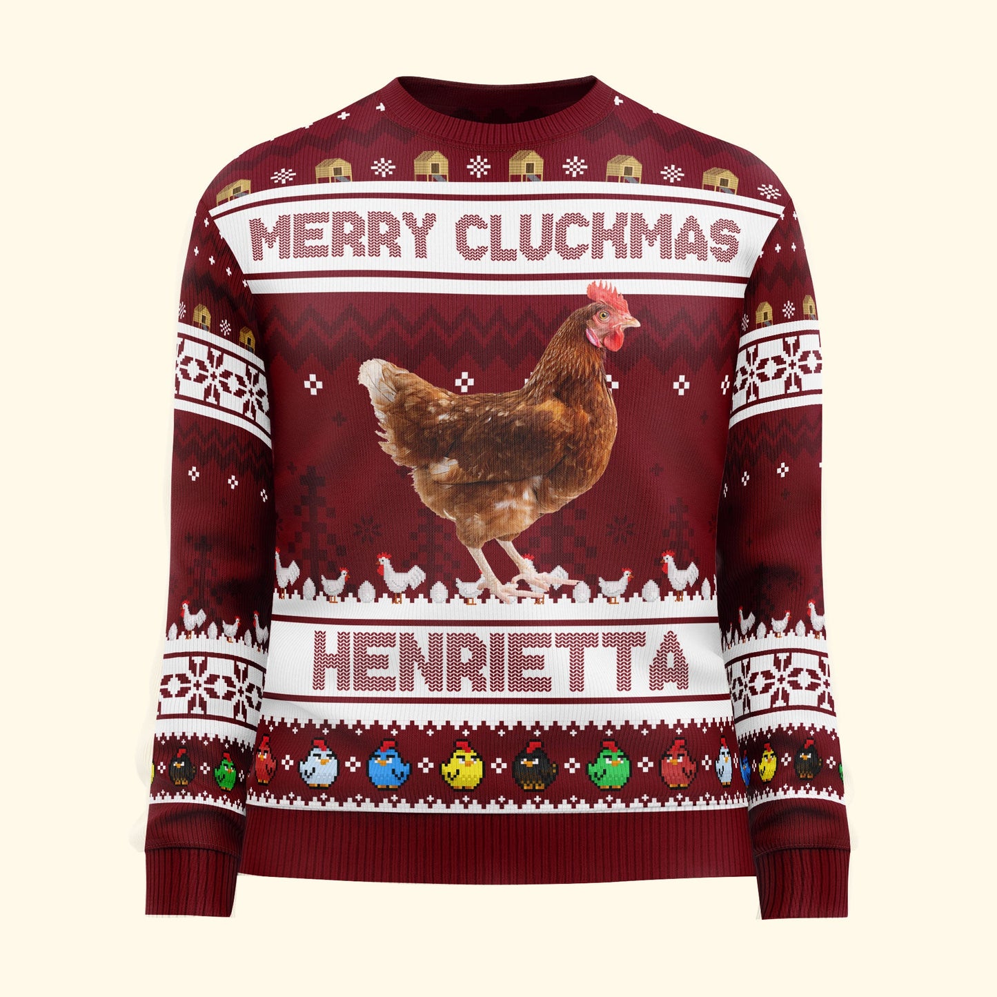 Merry Cluckmas Chicken Farmers Clucker Bird - Personalized Photo Ugly Sweater