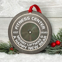 [Only available in the U.S] Merry Fitmas Bumper Plates - Personalized Aluminum Ornament - Christmas Fitness Gym Weightlifting Gift For Gymers, Weightlifters, PTs