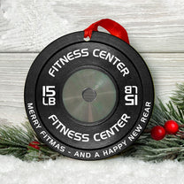 [Only available in the U.S] Merry Fitmas Weight Plates - Personalized Aluminum Ornament - Christmas Fitness Gym Weightlifting Gift For Gymers, Weightlifters, PTs