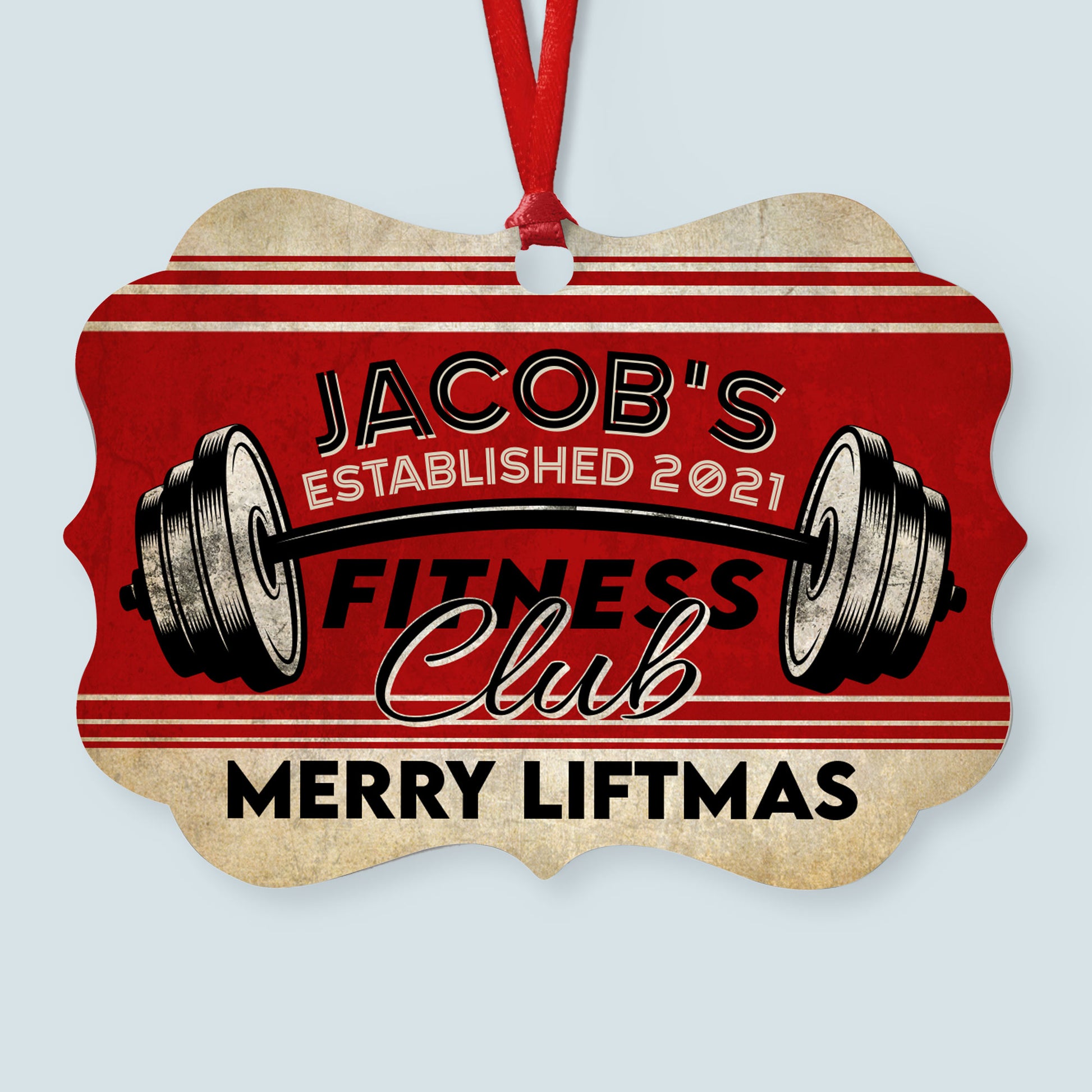 Merry Liftmas - Personalized Aluminum Ornament - Christmas Gift For Fitness Lovers, Fitness Club