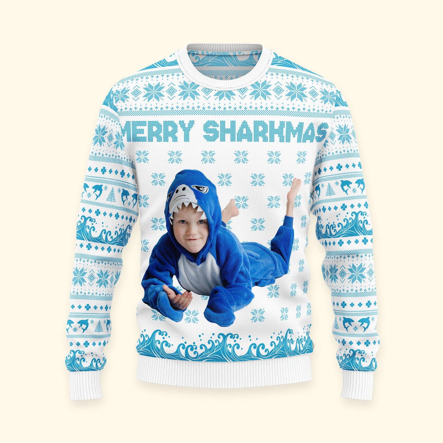 Merry Sharkmas - Personalized Photo Ugly Sweater