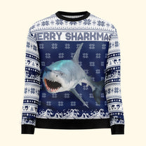 Merry Sharkmas - Personalized Photo Ugly Sweater