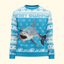 Merry Sharkmas - Personalized Photo Ugly Sweater