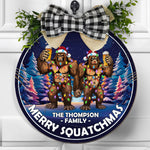 Merry Squatchmas Bigfoot Camping Christmas - Personalized Wood Wreath