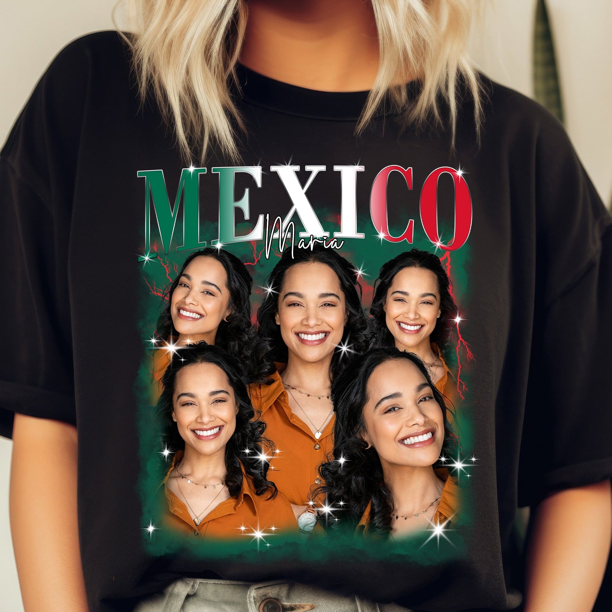 Mexico Pride Bootleg Style With Photo - Personalized Photo Shirt