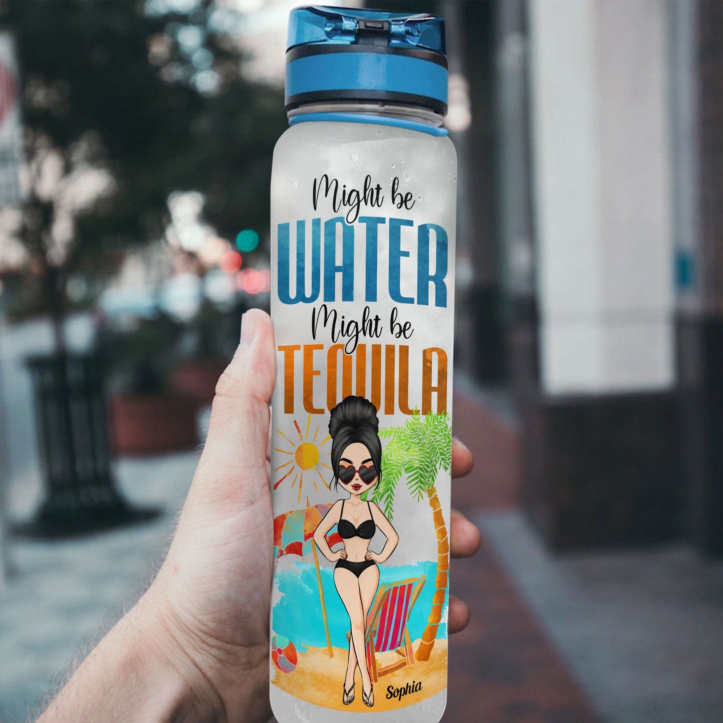 Might Be Water - Personalized Water Tracker Bottle - Bikini Girl