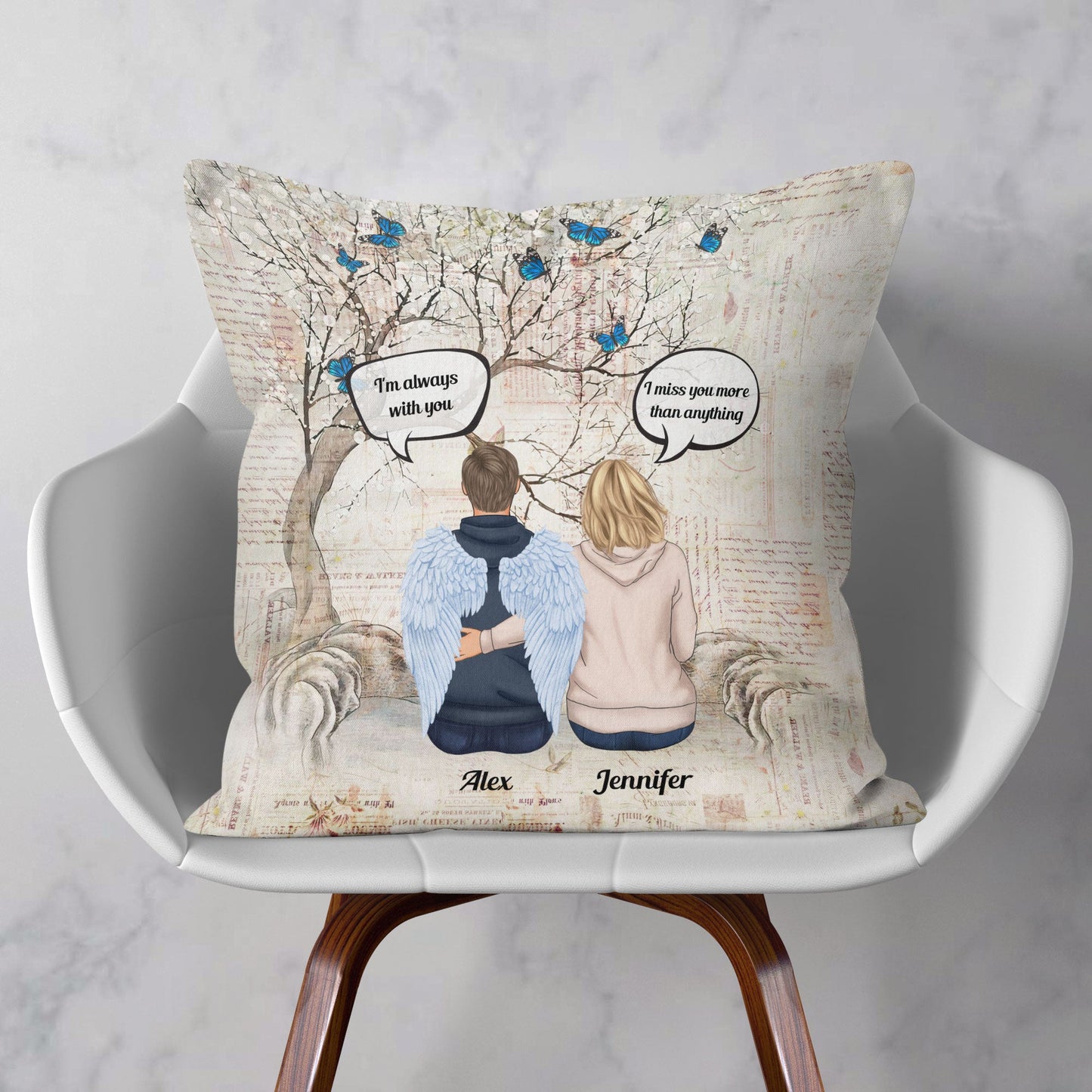 Miss You More Than Anythings - Personalized Memory Pillow (Insert Included) - Memorial Gift For Husband, Wife - Young Couple