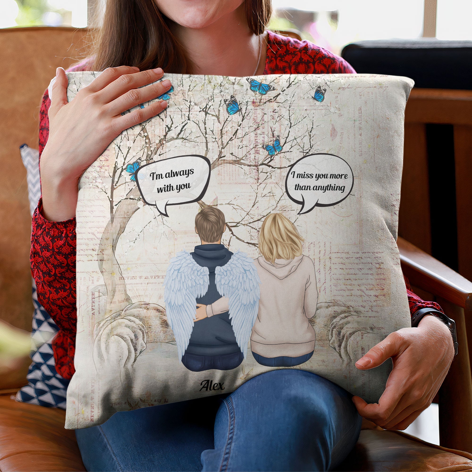 Miss You More Than Anythings - Personalized Memory Pillow (Insert Included) - Memorial Gift For Husband, Wife - Young Couple