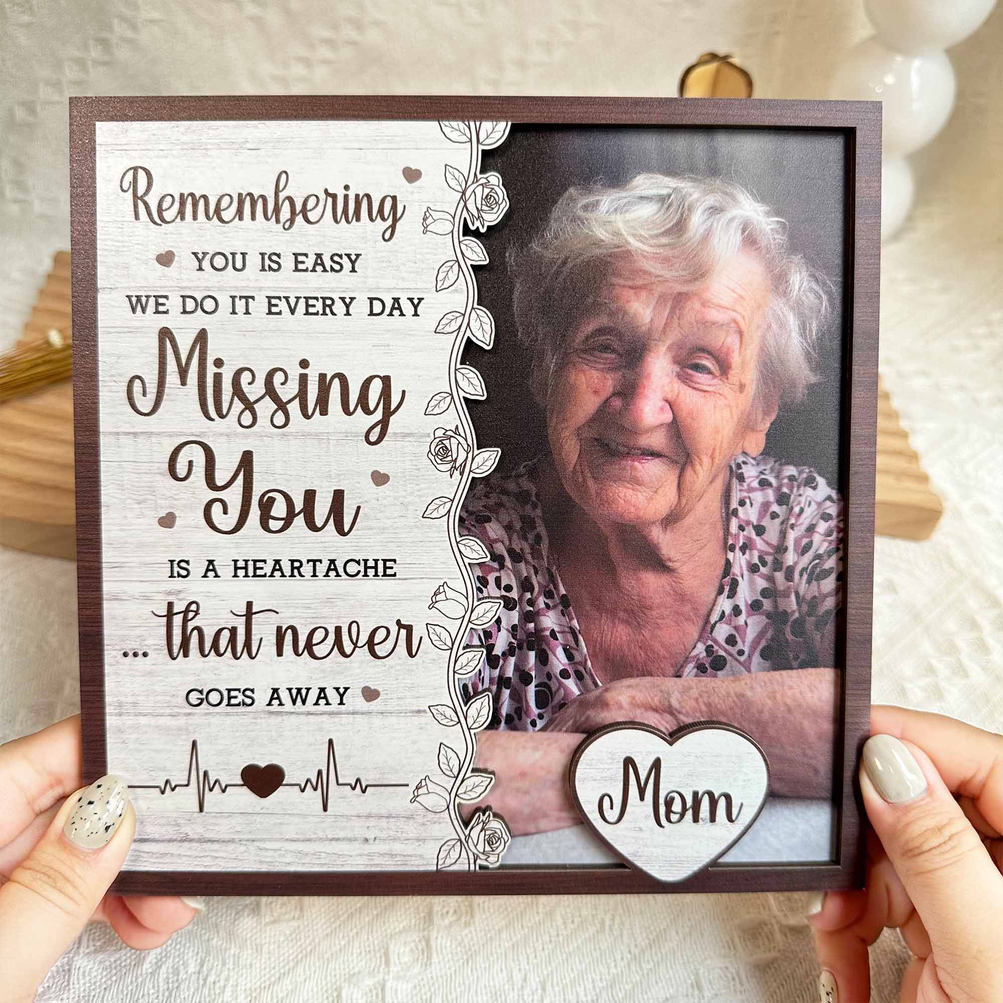Missing You Is A Heartache - Personalized Wooden Photo Plaque