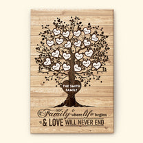 Family Where Life Begins And Love Will Never End - Personalized Poster/Wrapped Canvas - Christmas Gift For Your Family