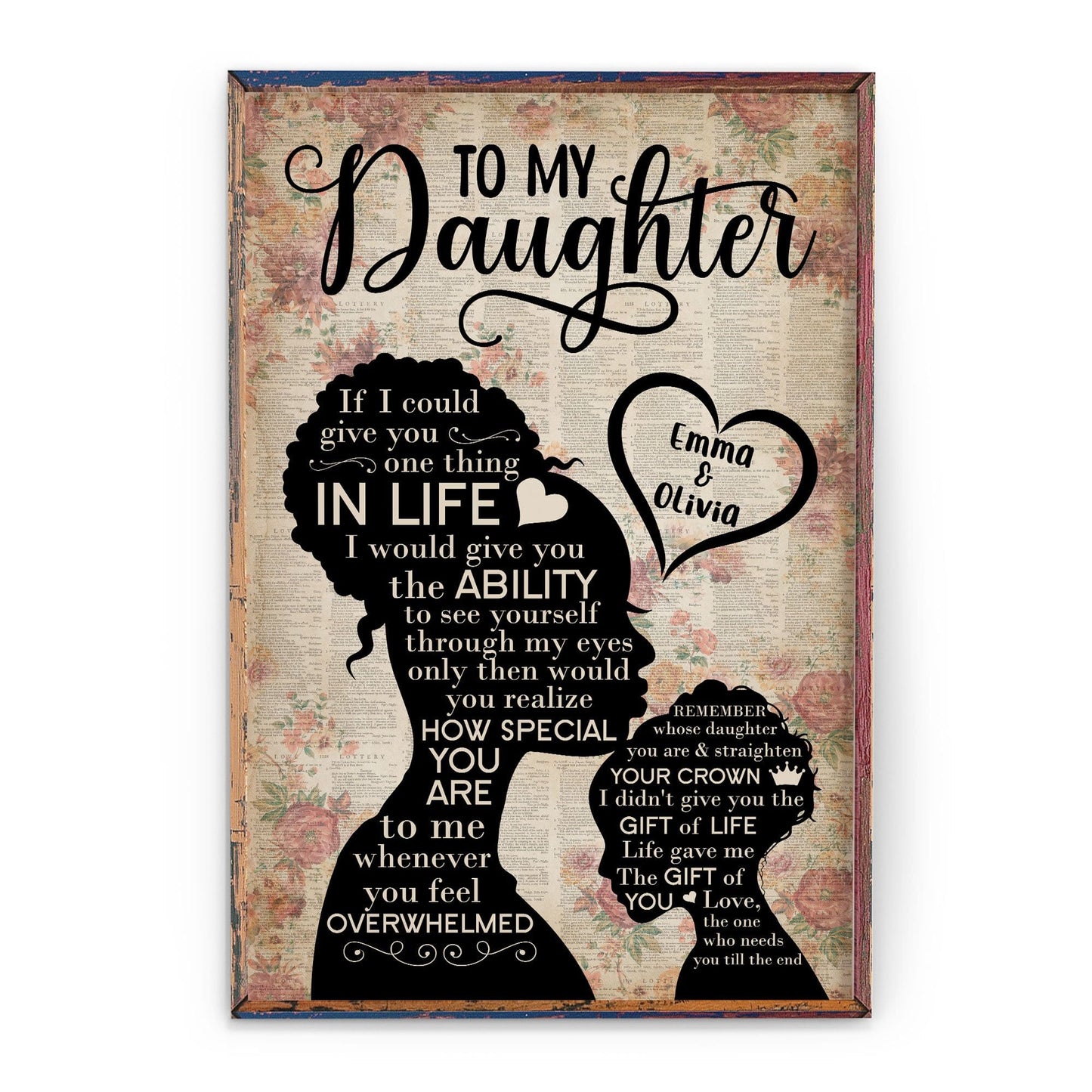 To My Daughter Remember Whose Daughter You Are And Straighten Your Crown, Family Custom Poster, Gift For Daughter-Macorner