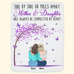Mother & Daughters Forever Linked Together Purple Tree - Personalized Blanket - Mother's Day Gift For Mama, Mom, Mother