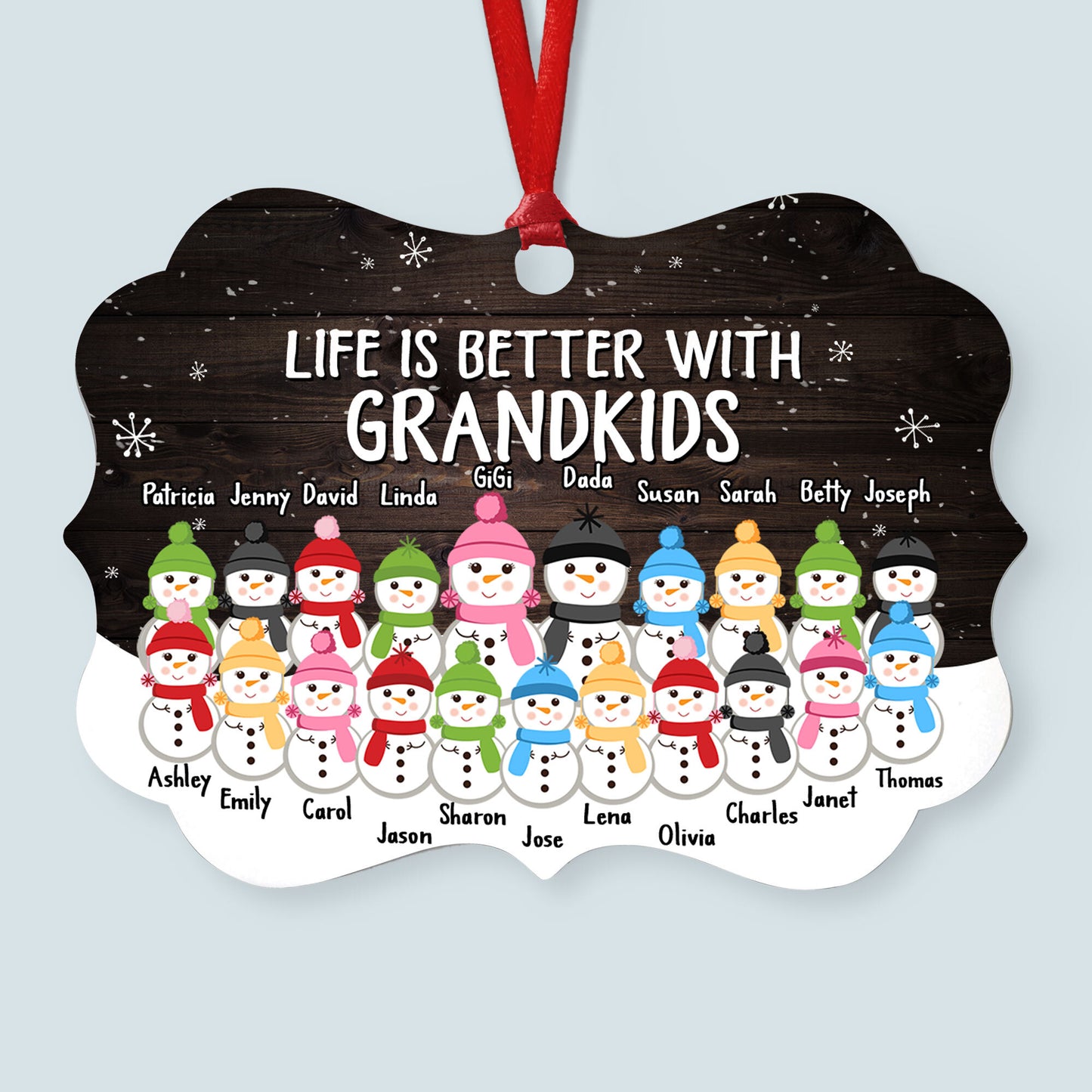 The Love Of Grandparents Is Forever (Up To 20 Kids) - Personalized Ornament - Snowman Family