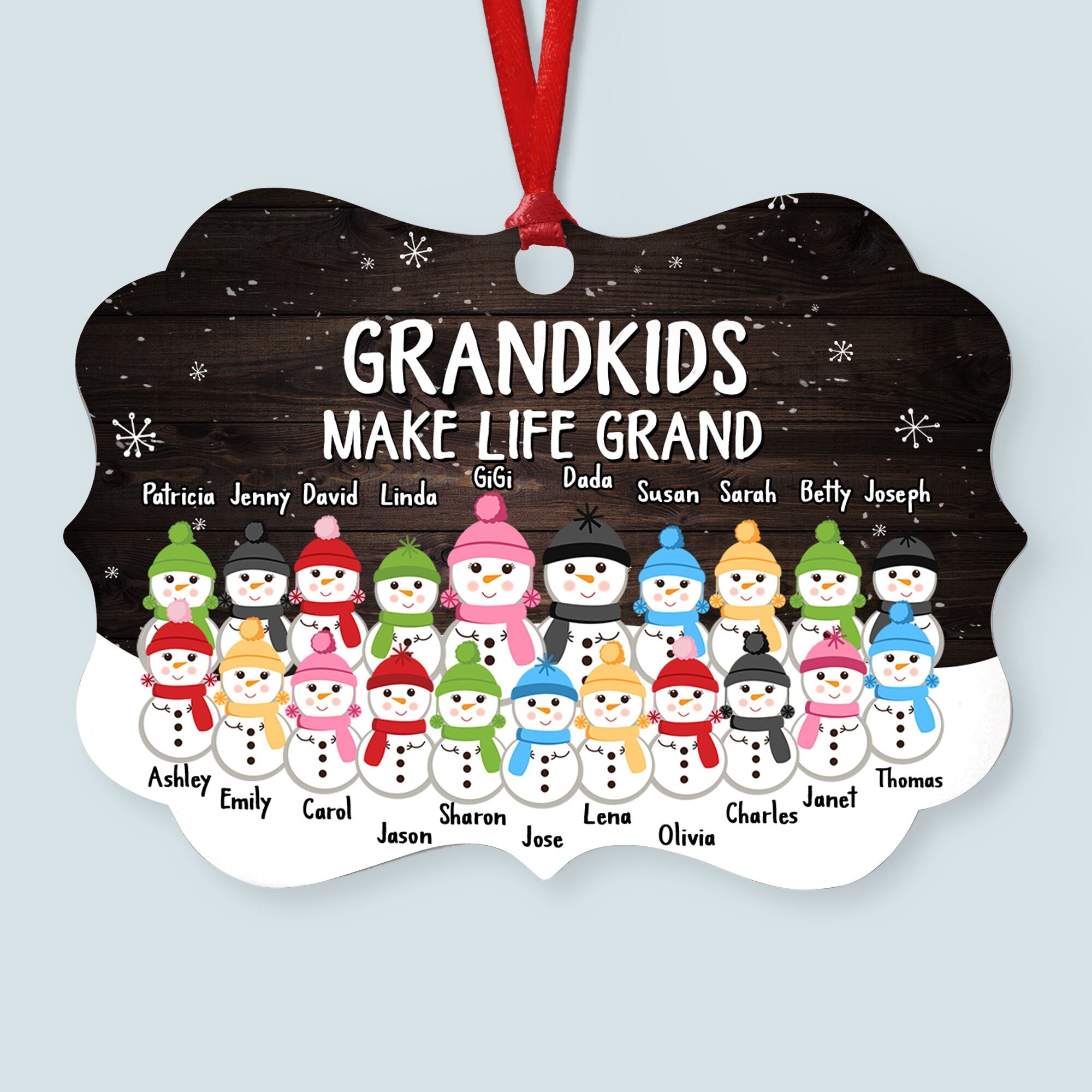 The Love Of Grandparents Is Forever (Up To 20 Kids) - Personalized Ornament - Snowman Family