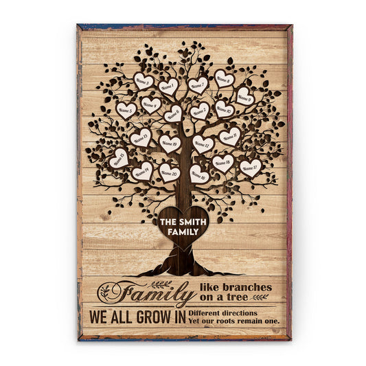 Family Like Branches On A Tree - Personalized Poster/Wrapped Canvas - Christmas Gift For Your Family