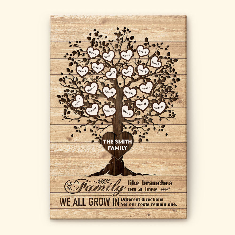 Family Like Branches On A Tree - Personalized Poster/Wrapped Canvas - Christmas Gift For Your Family