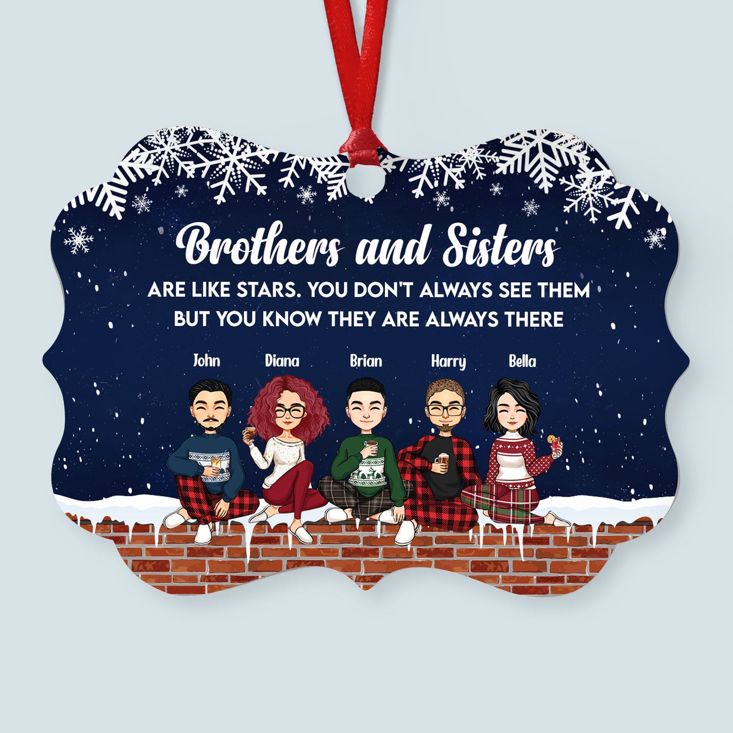 Siblings, Good Friends Are Like Stars - Personalized Aluminum/Wooden Ornament - Christmas Gift For Siblings, Friends