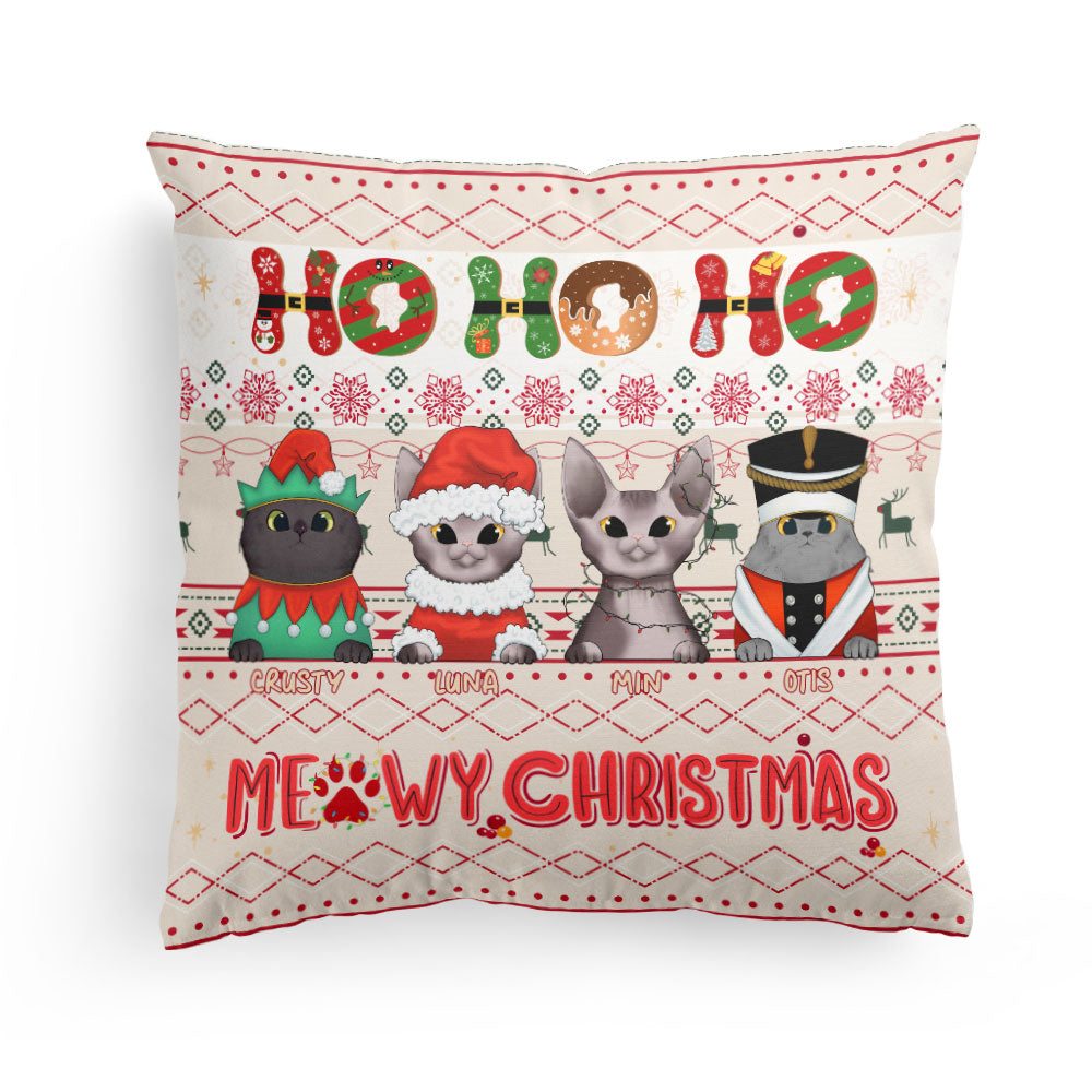 Meowy Christmas - Personalized Pillow (Insert Included) - Christmas, Home Decor Gift For Cat Lover, Cat Mom