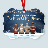 Thank You For Raising The Man Of My Dream - Personalized Aluminum Ornament - Christmas Gift For In-law Family - Family Hugging