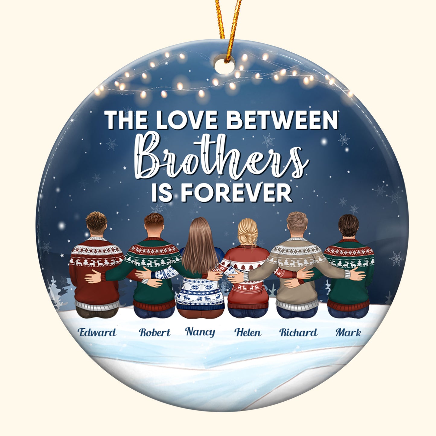 The Love Between Brothers & Sisters Is Forever - Personalized Ceramic Ornament - Family Hugging