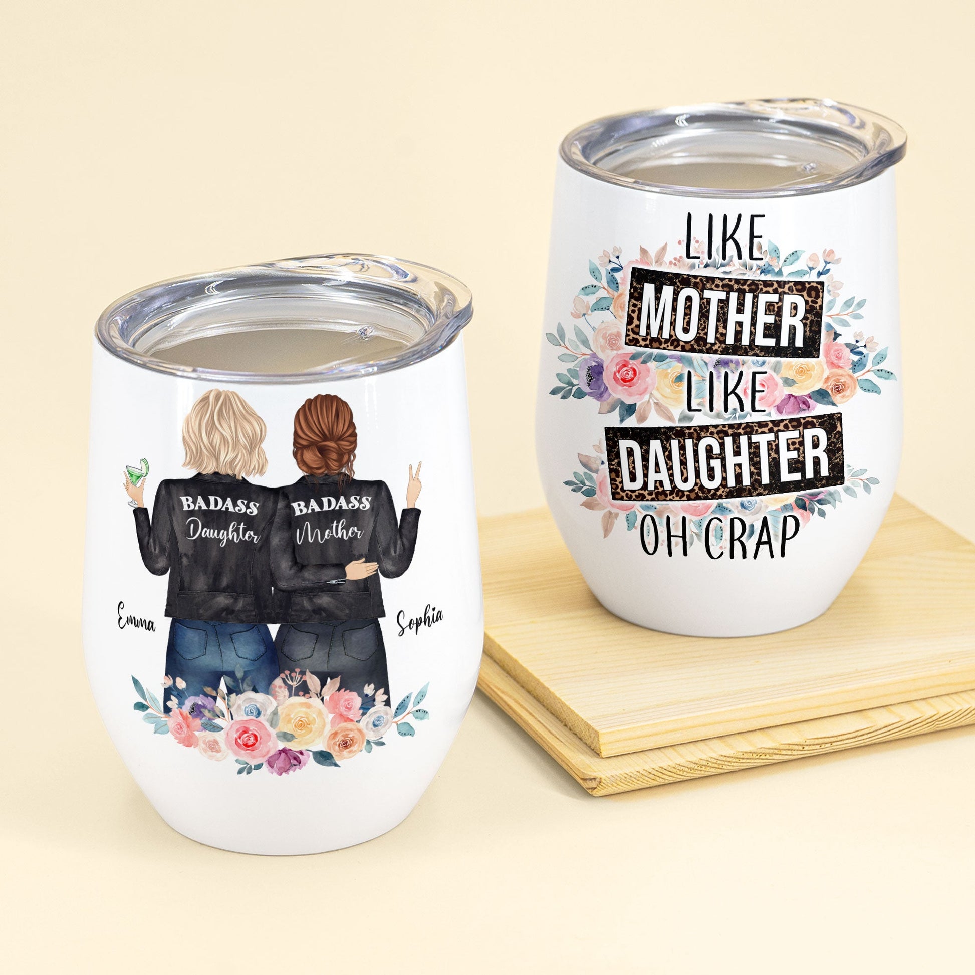 Like Mother Like Daughter Oh Crap, Personalized Wine Tumbler  Cup, Mother's Day Gifts, Tumbler 20oz/30oz Stainless Steel, gift halloween,  Christmas, Durable Insulated Coffee for Hiking, Beer, Camping: Tumblers &  Water