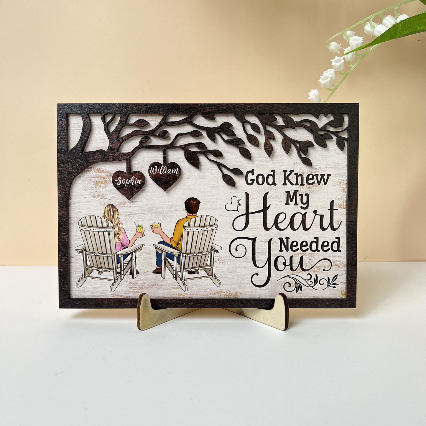 God Gave Me You - Personalized 2 Layers Wooden Plaque - Anniversary Gifts For Her, Him