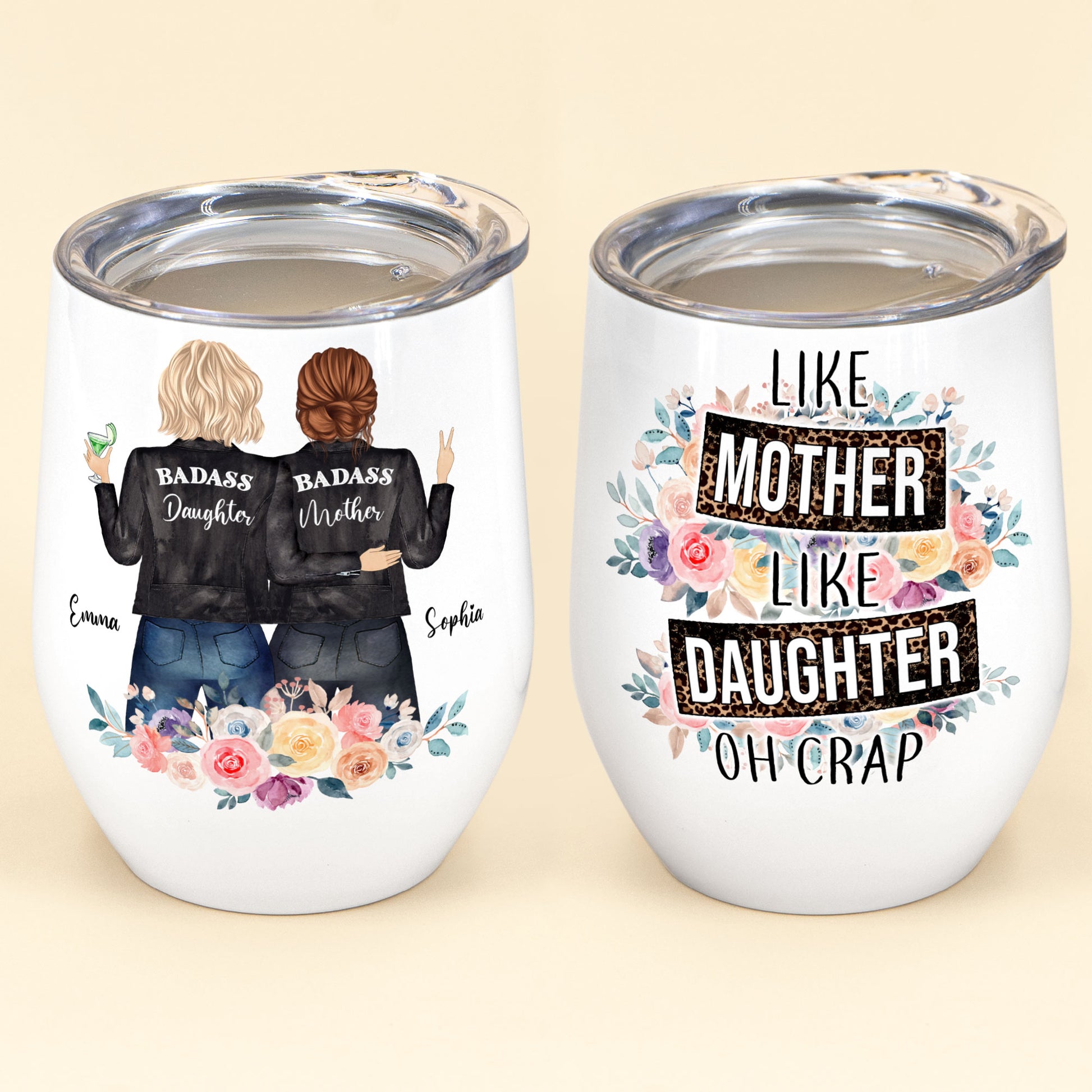 Like Mother Like Daughter Chibi - Personalized Tumbler Cup - Birthday  Mother's Day For Mom Funny Gift For Daughter - Gift From Daughter, Husband,  Mom