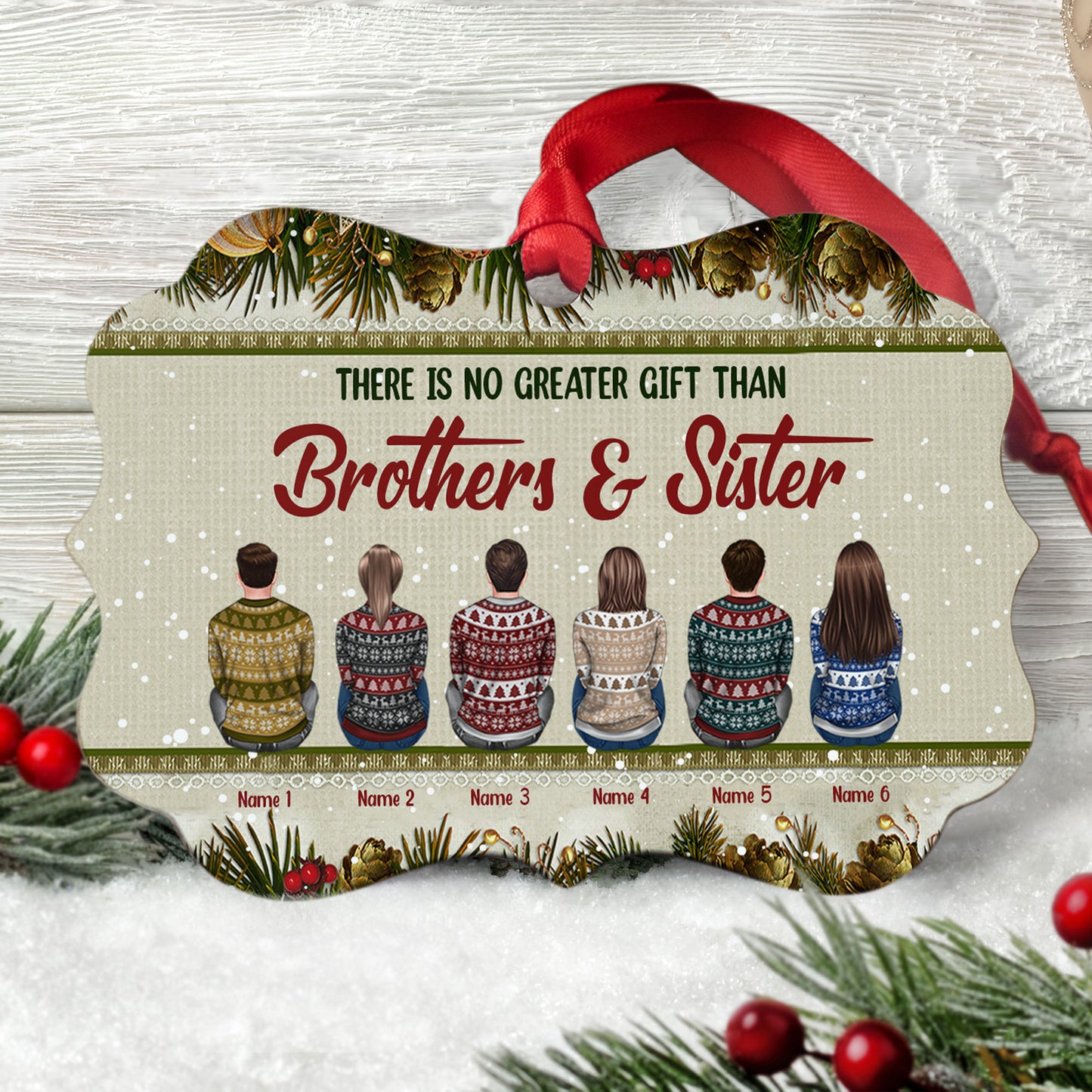 There Is No Greater Gift Than Brothers & Sister - Personalized Aluminum Ornament - Christmas Gift For Brothers And Sisters