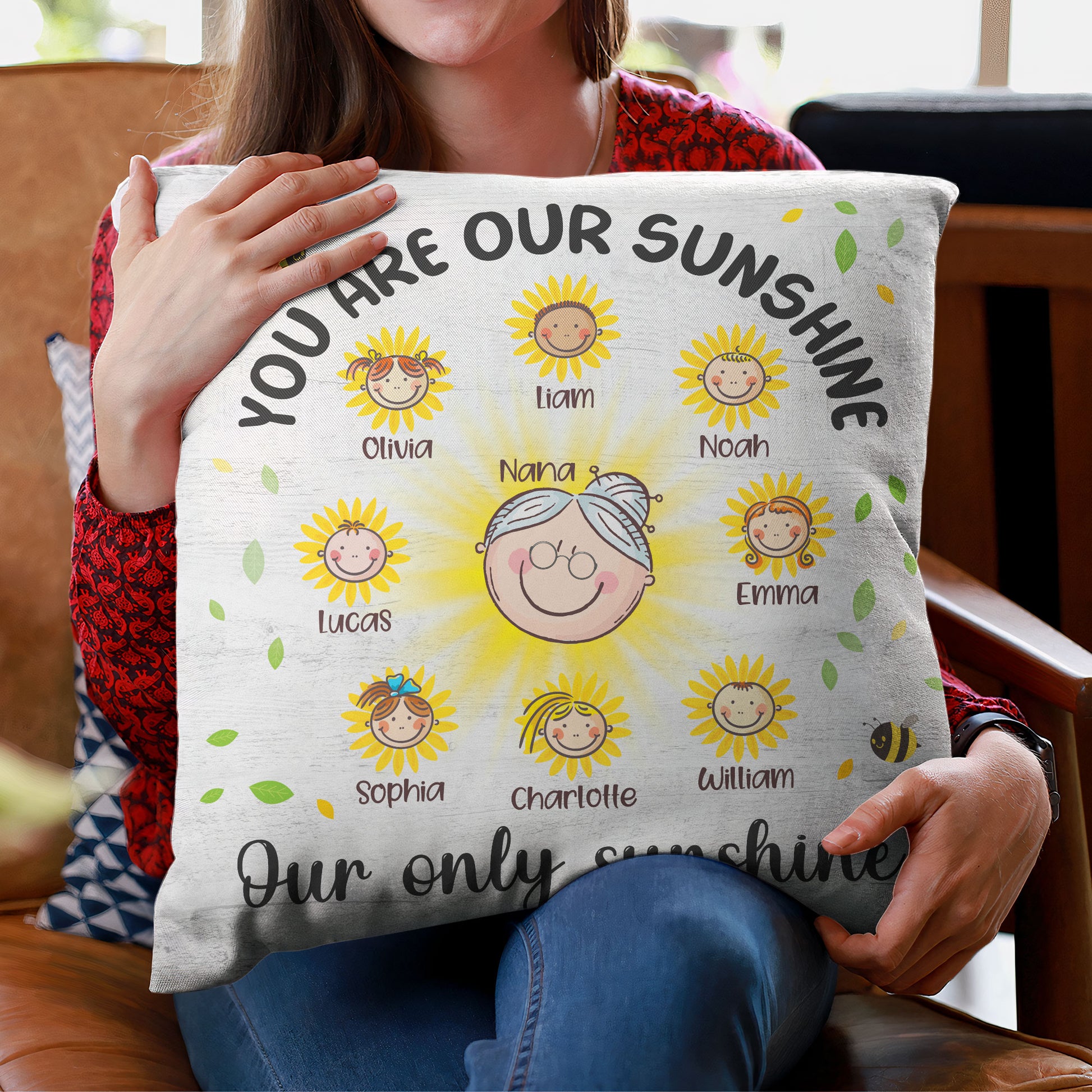 You Are My Sunshine, Family Custom Pillow, Gift For Grandmas, Nanas, Moms, Grandparents-Macorner