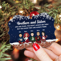 Siblings, Good Friends Are Like Stars - Personalized Aluminum/Wooden Ornament - Christmas Gift For Siblings, Friends