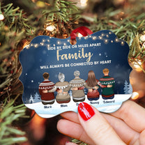 Family Connected By Heart - Personalized Aluminum Ornament - Family Hugging