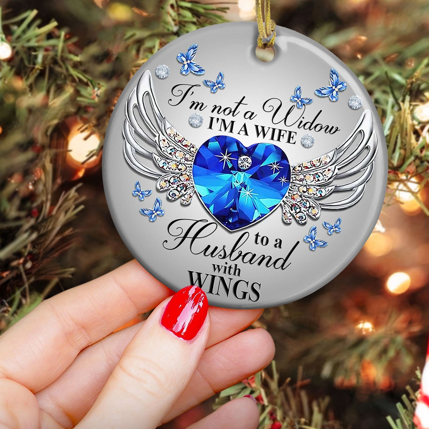 I'm A Wife To A Husband With Wings - Personalized Ceramic Ornament