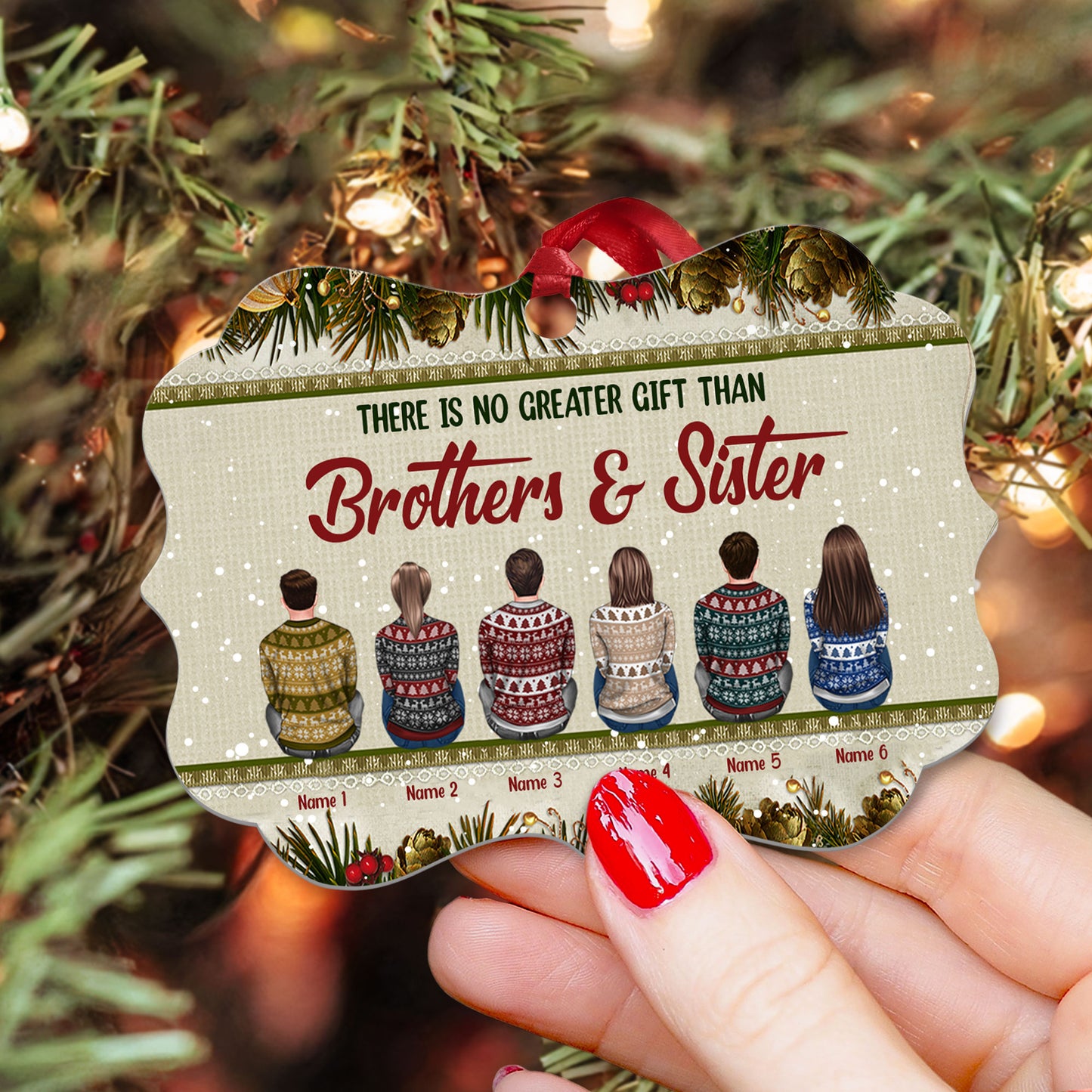 There Is No Greater Gift Than Brothers & Sister - Personalized Aluminum Ornament - Christmas Gift For Brothers And Sisters