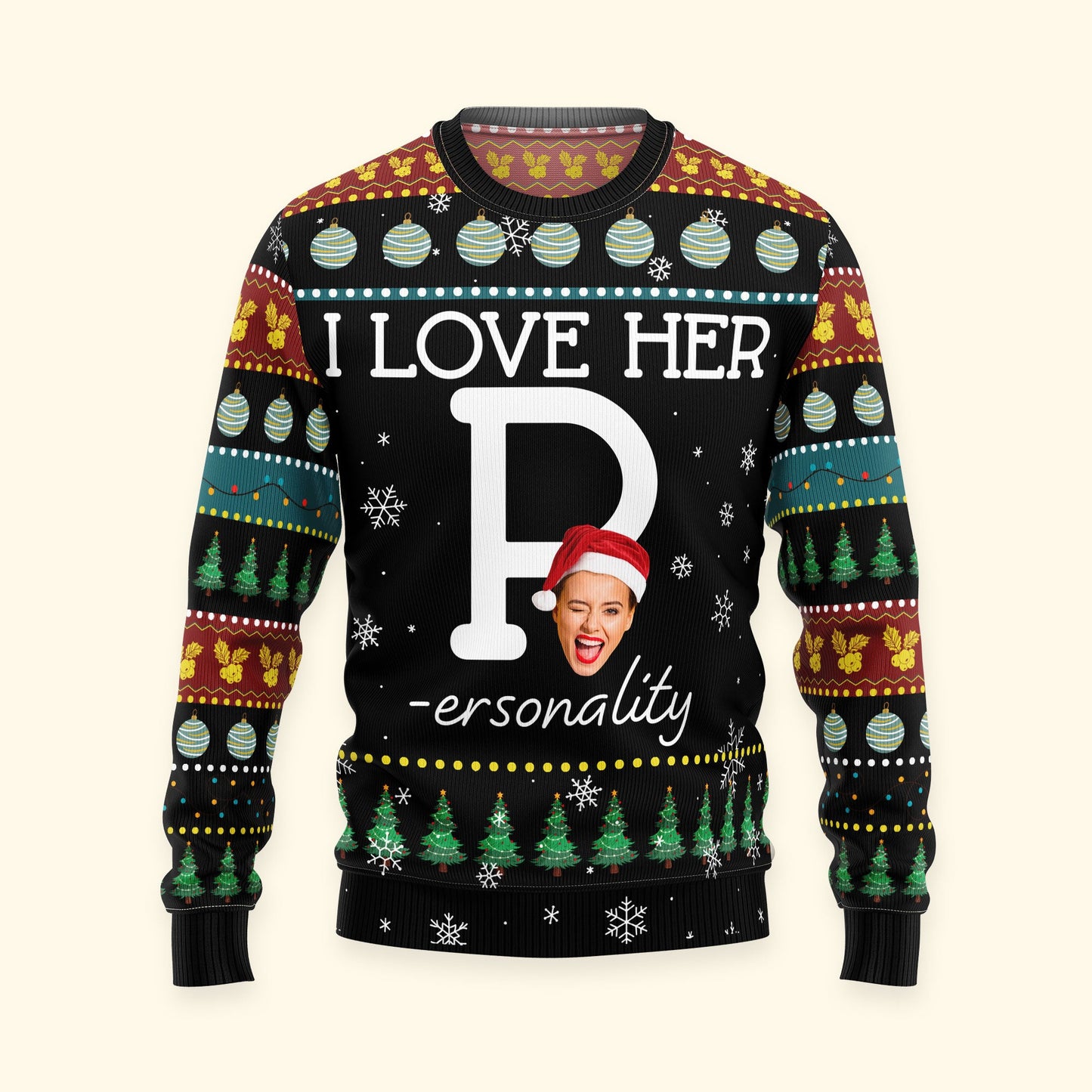 I Love Her P I Love His D - Personalized Ugly Sweater