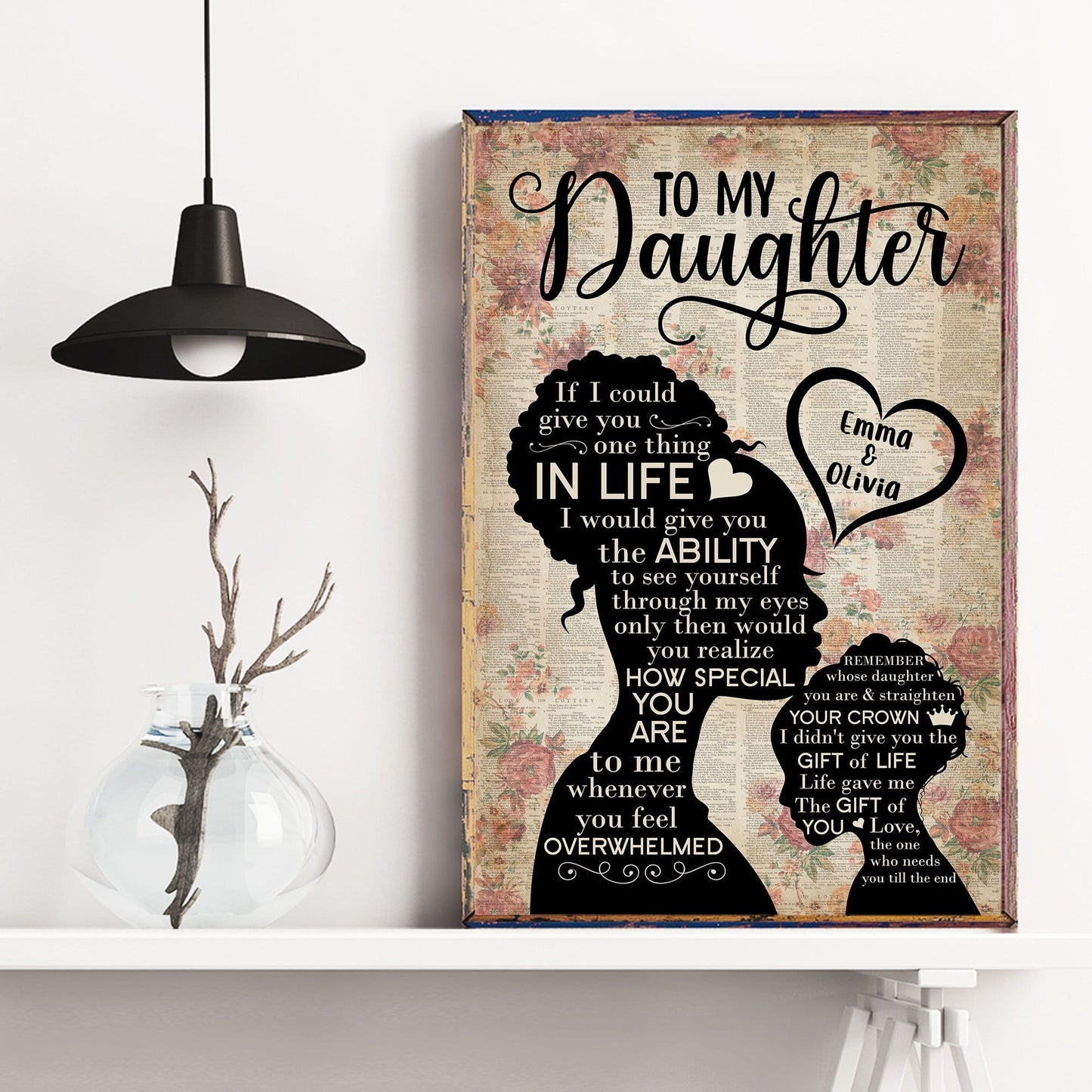 To My Daughter Remember Whose Daughter You Are And Straighten Your Crown, Family Custom Poster, Gift For Daughter-Macorner