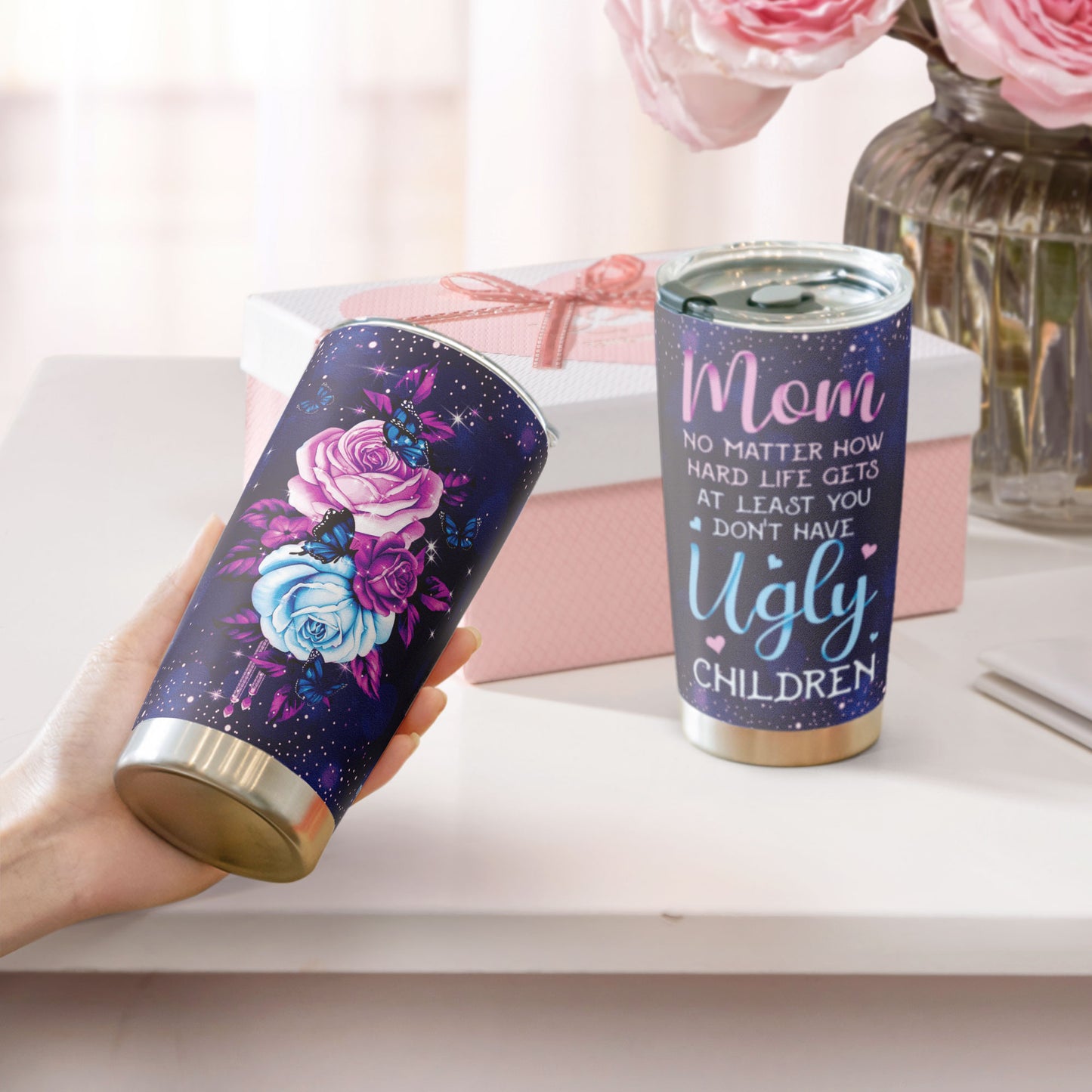 Personalized Mom Tumbler No Matter How Hard Life Gets At Least You Don -  Hobberry