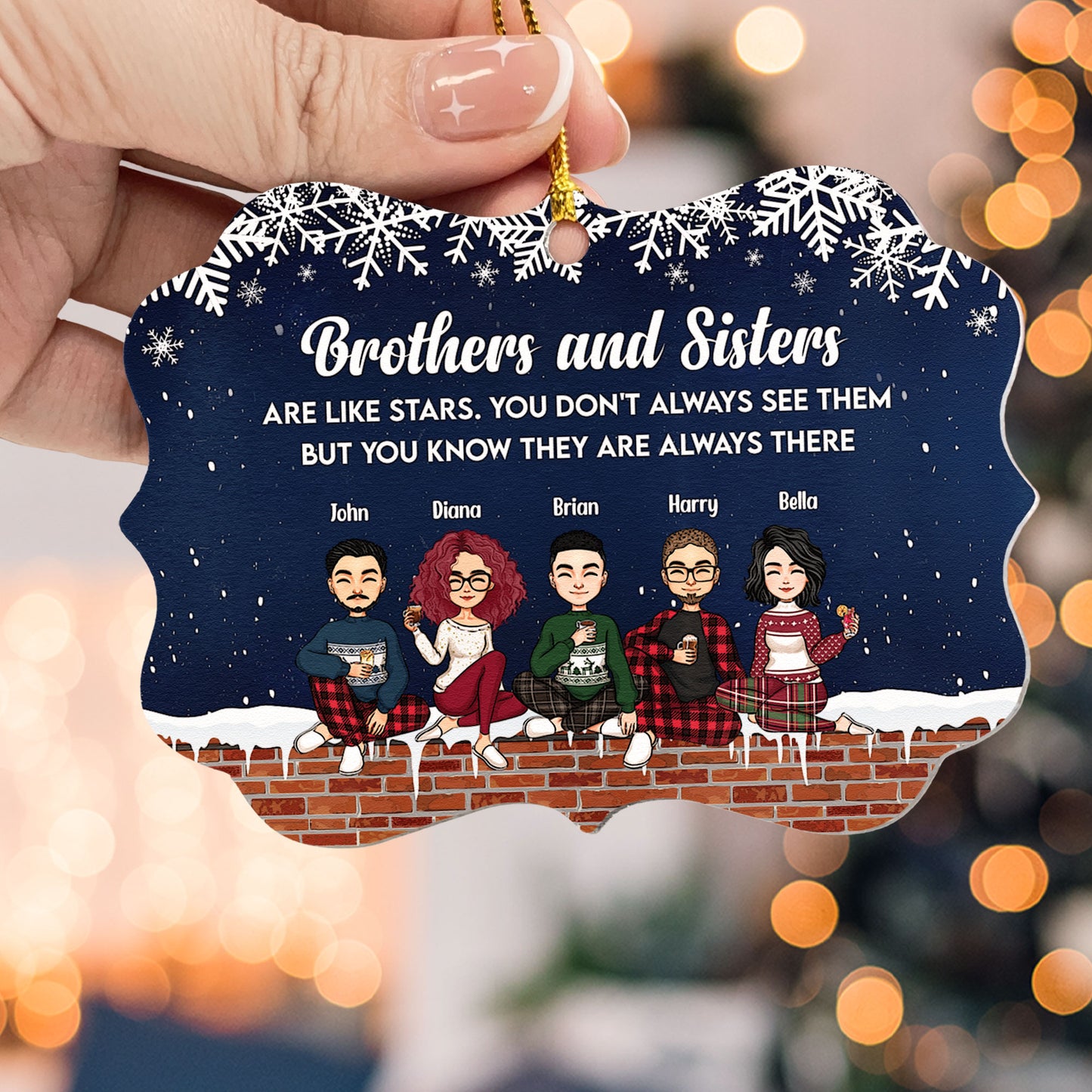 Siblings, Good Friends Are Like Stars - Personalized Aluminum/Wooden Ornament - Christmas Gift For Siblings, Friends