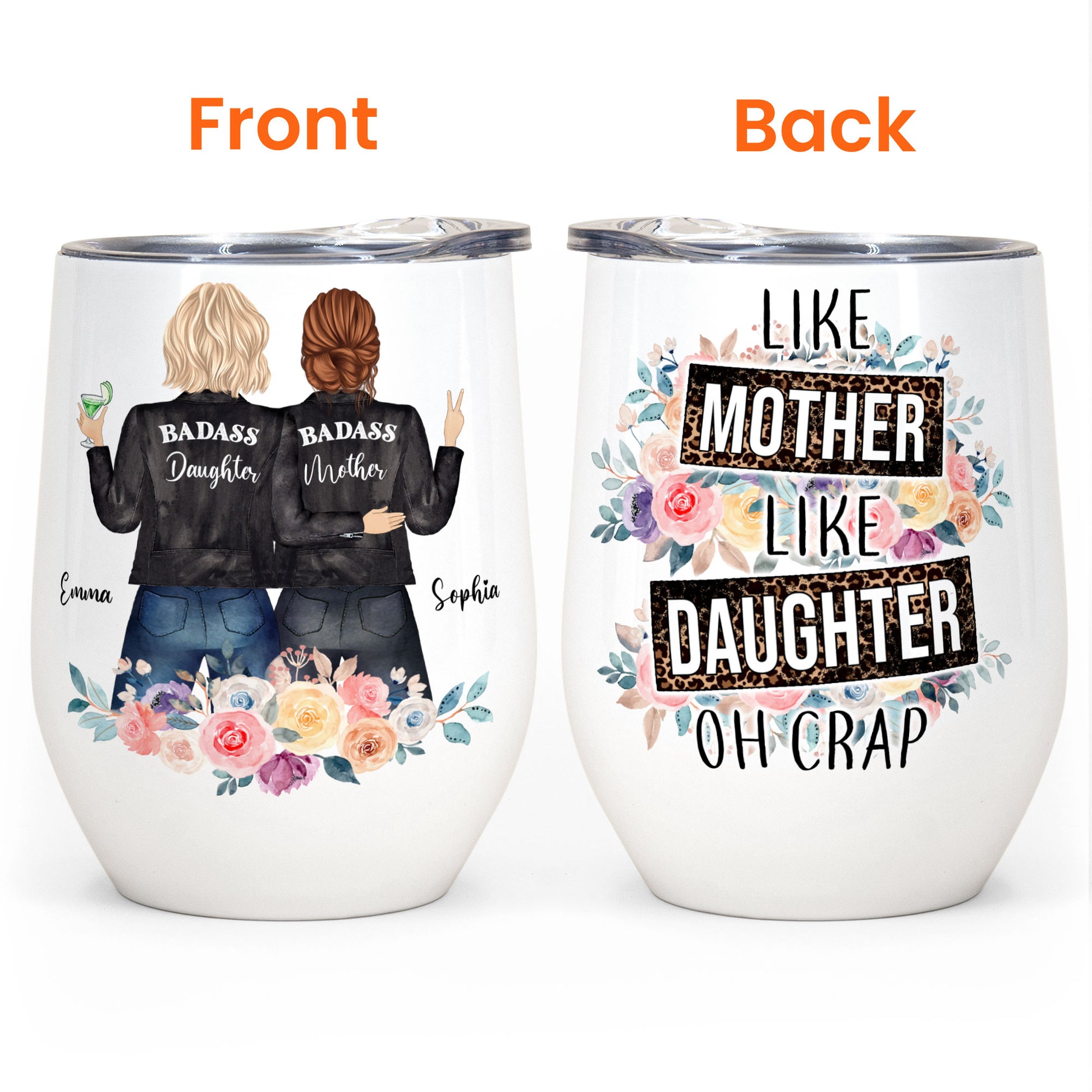 Personalized Tumbler - Gift For Mom & Daughter - Like Mother Like Daughter  Oh Crap