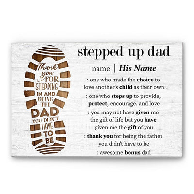 Stepped Up Dad Definition - Personalized Wrapped Canvas