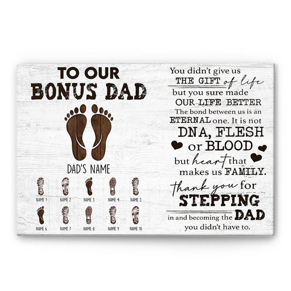 Stepped Up Dad - Personalized Wrapped Canvas – Macorner