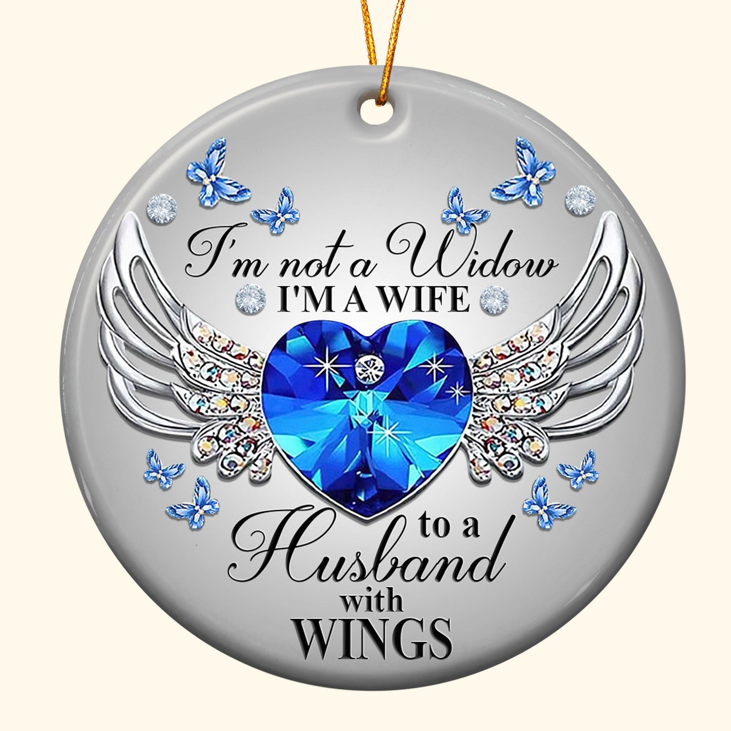 I'm A Wife To A Husband With Wings - Personalized Ceramic Ornament