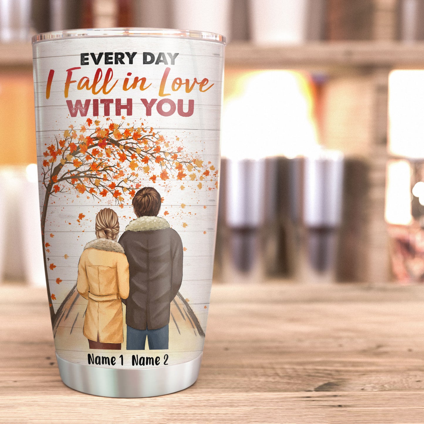 Every Day I Fall In Love With You, Couple Custom Tumbler, Gift For Partner, Couple Anniversary Gift, Husband & Wife-Macorner