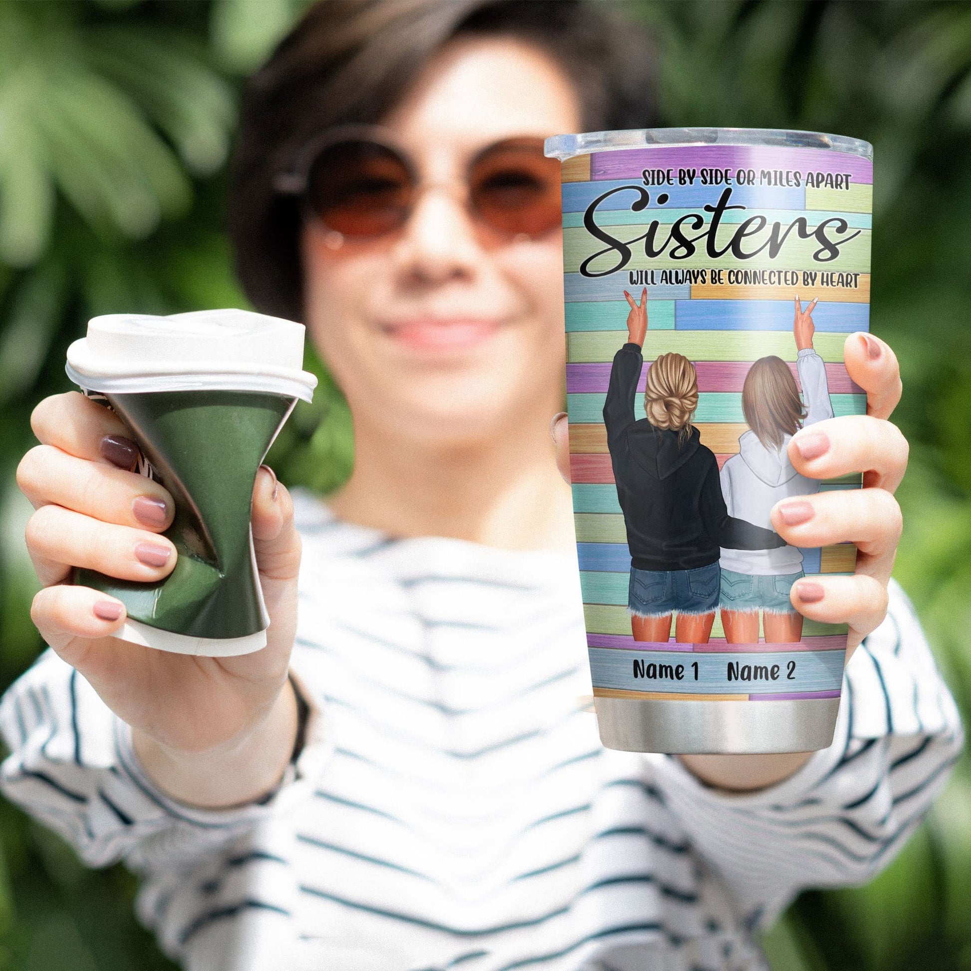 Side By Side Or Miles Apart A Sister Is Always Close At Heart, Sisters Custom Tumbler, Gift For Sisters-Macorner