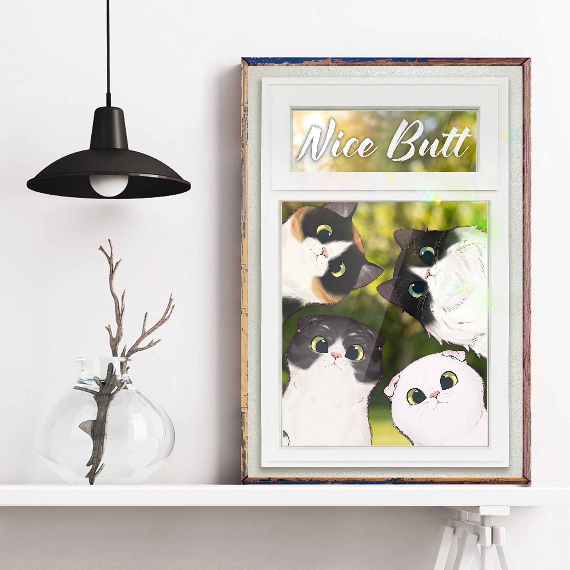 Nice Butt - Peeking Cats Poster & Canvas-Macorner